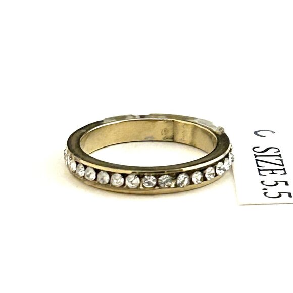 Gold Tone Ring with clear rhinestones, Size 5.5 Unisex - Picture 1 of 3